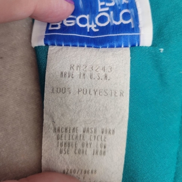 VINTAGE 90s dress teal long sleeve pleated midi M - Picture 6 of 10